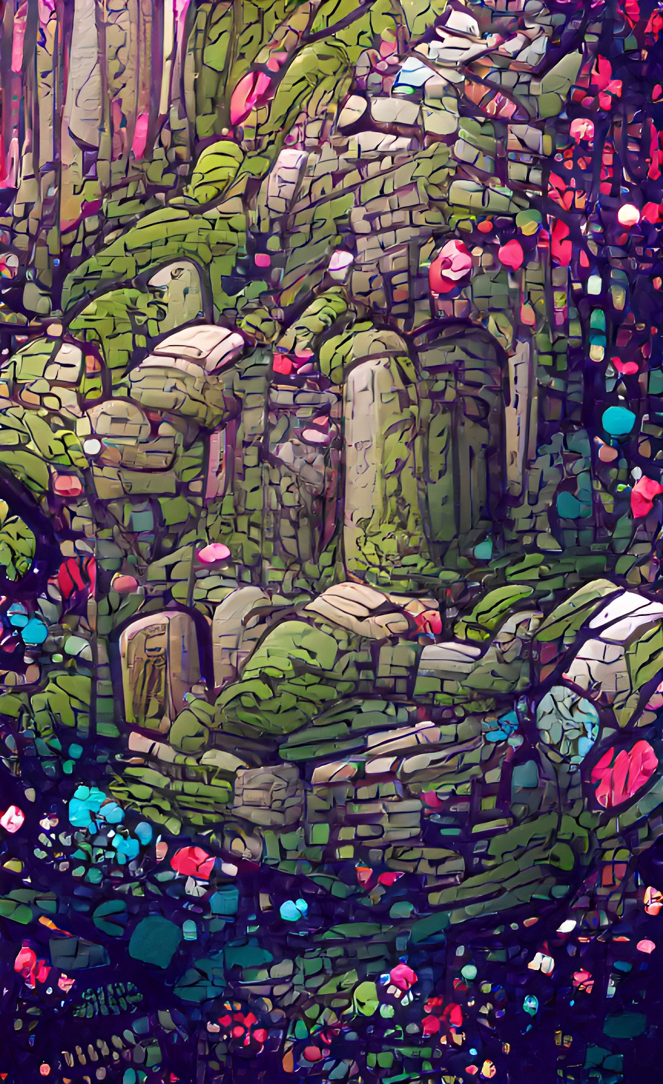 ancient stone castle walls covered in moss preview