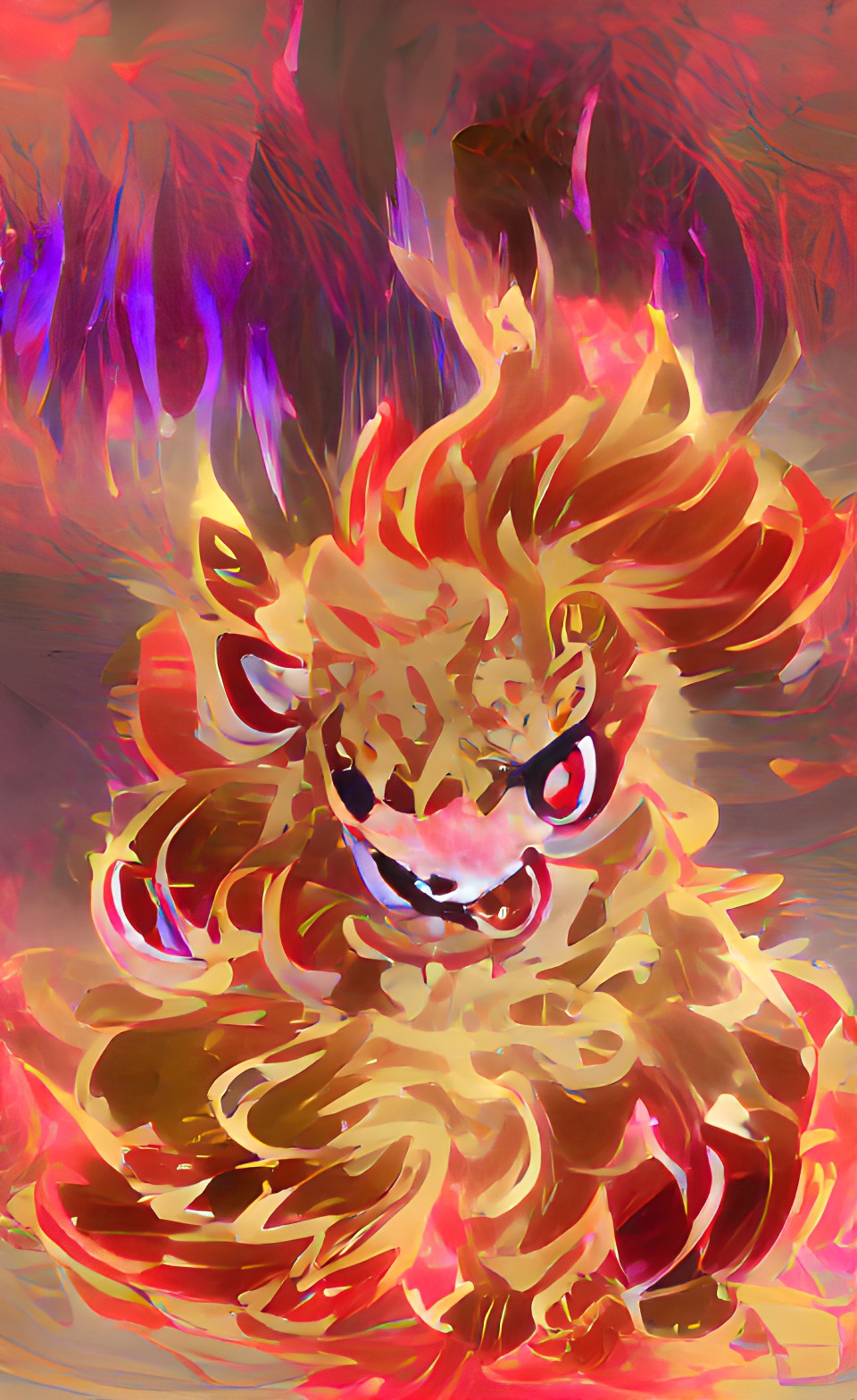 full grown powerful fire lion monster preview