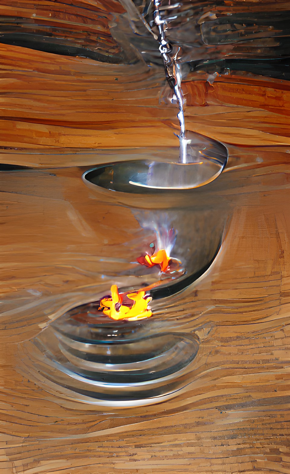 fire above, water below, bowls pouring out preview