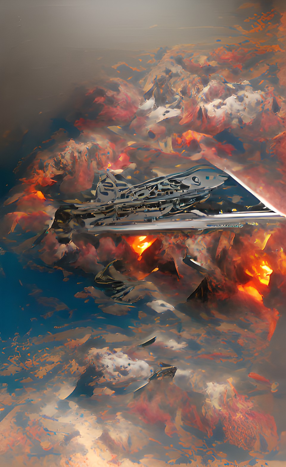 imperial star destroyer of grey metal crashing and burning into planet in space preview