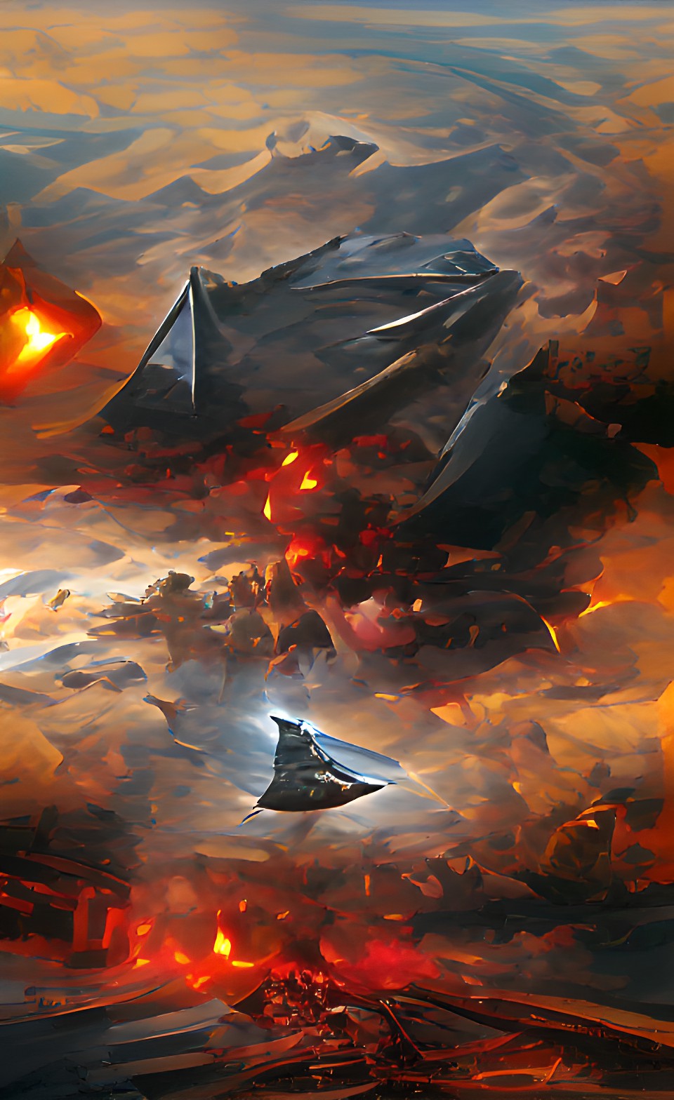 imperial star destroyer of grey metal crashing and burning into planet in space preview