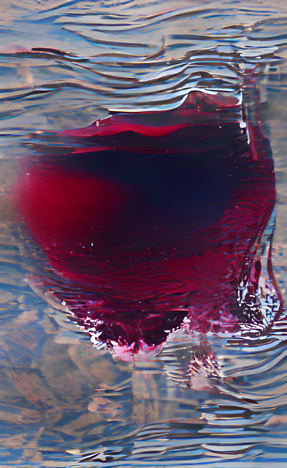 water above, valley below, red wine spilling preview