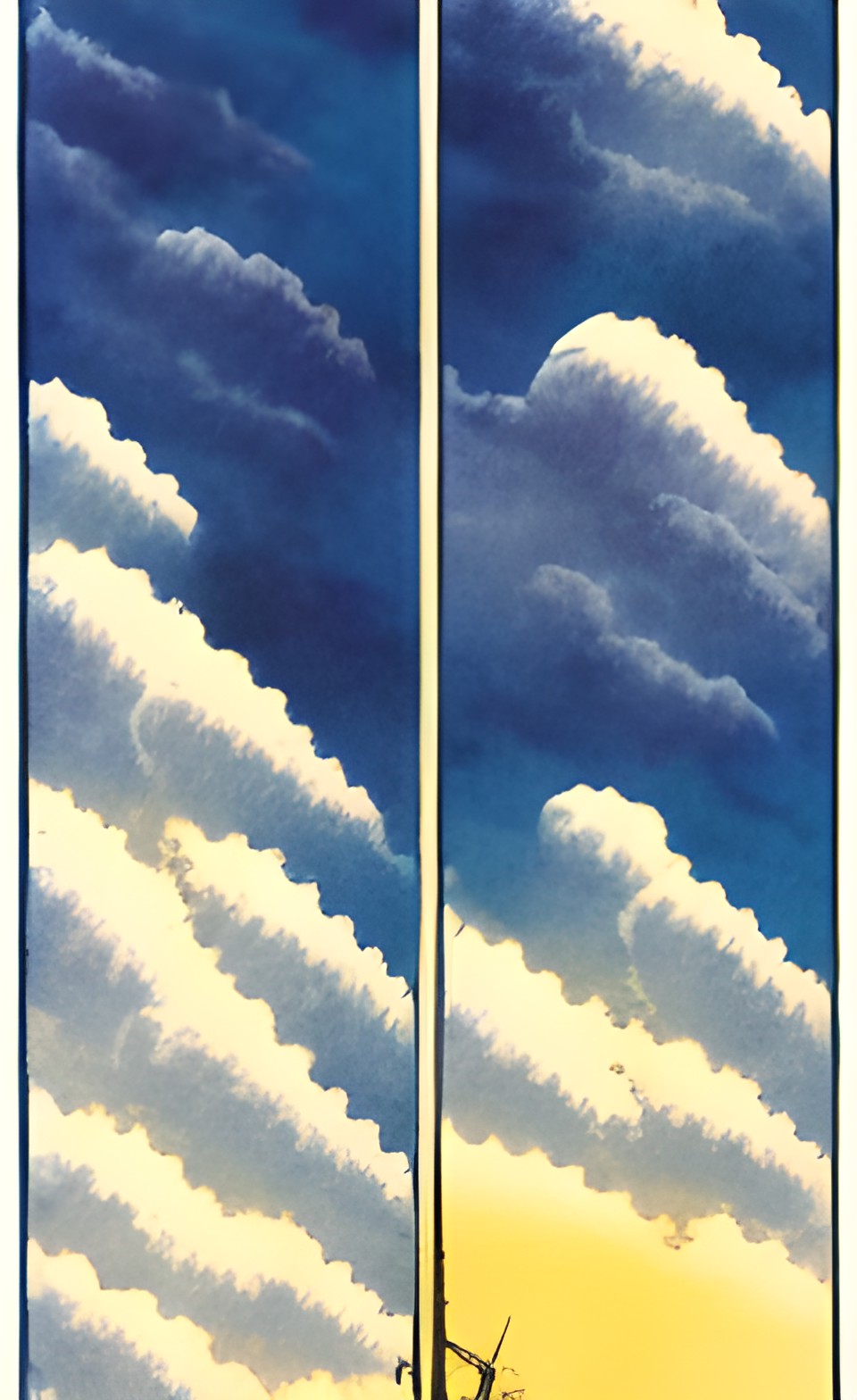 strong wind blowing clouds away tarot card style preview