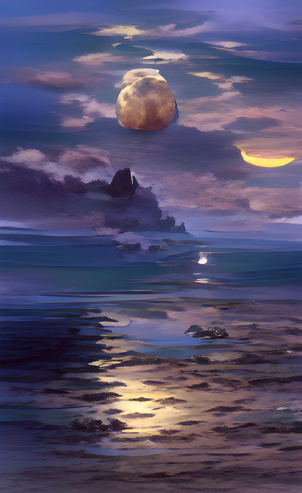 twilight moonrise over the ocean preview