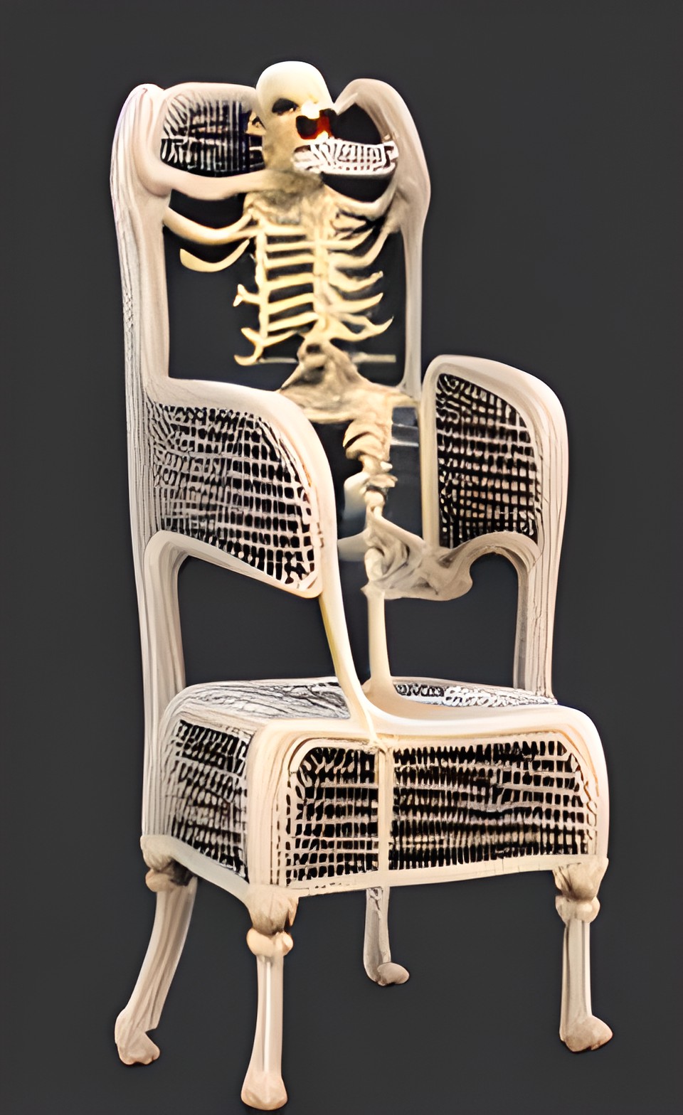 memento mori skeleton on a chair preview