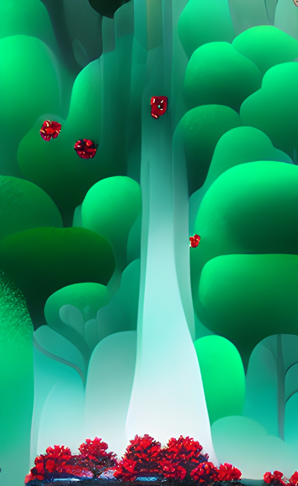 emerald trees and ruby flowers preview