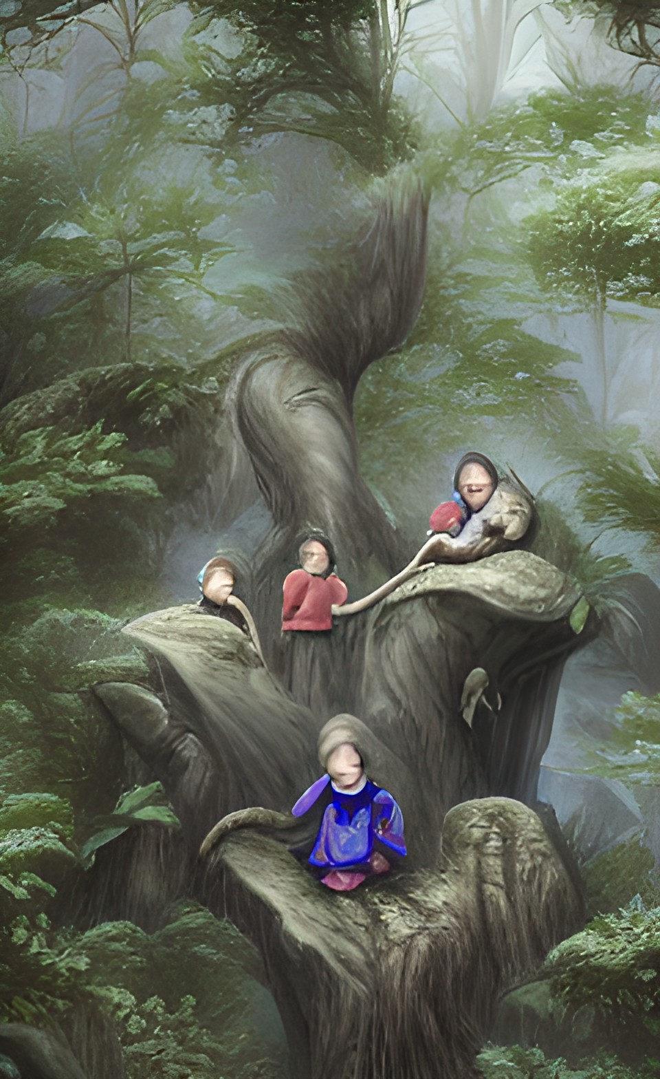 four elven children, deep in the enchanted fariy forest preview