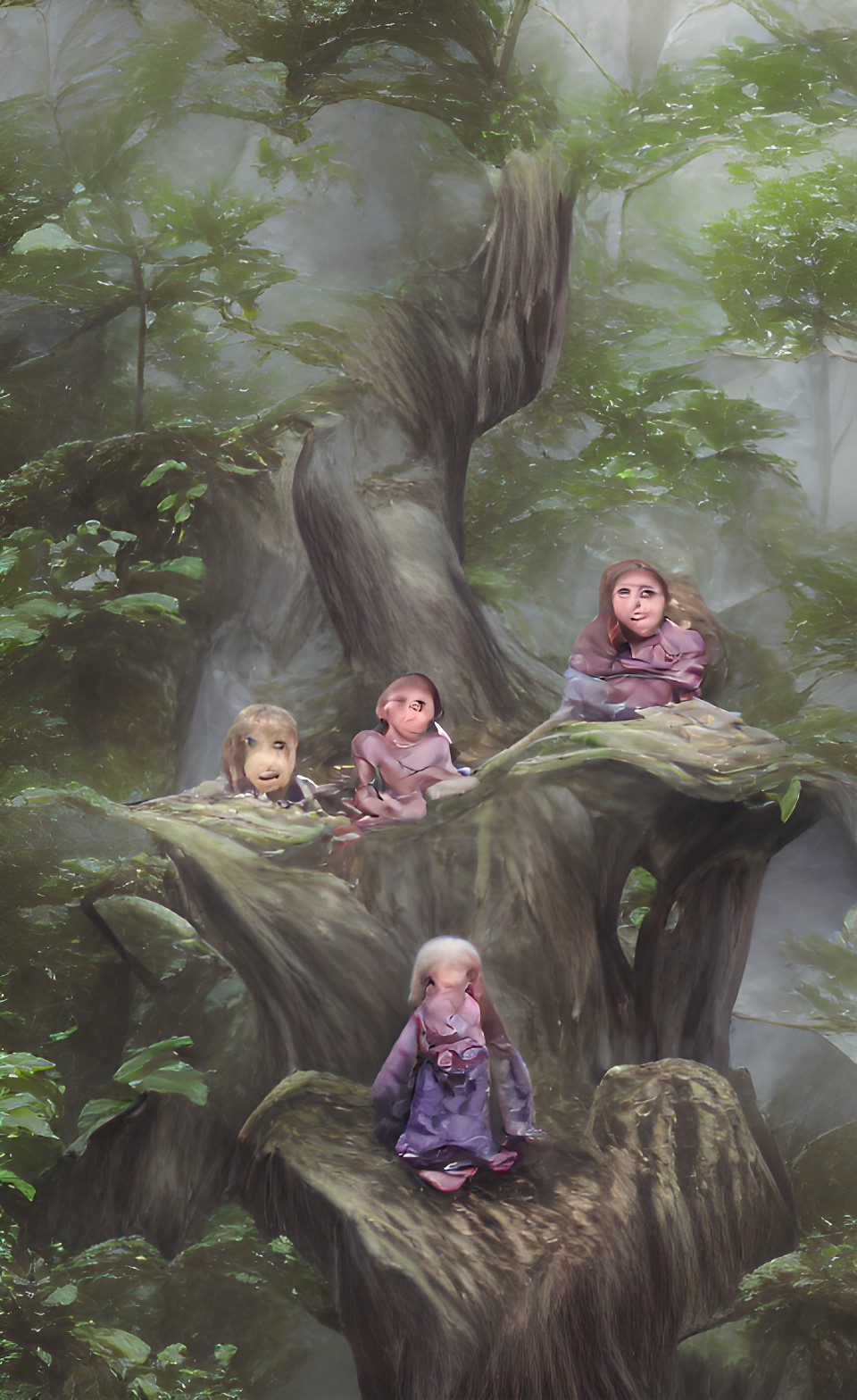 four elven children, deep in the enchanted fariy forest preview