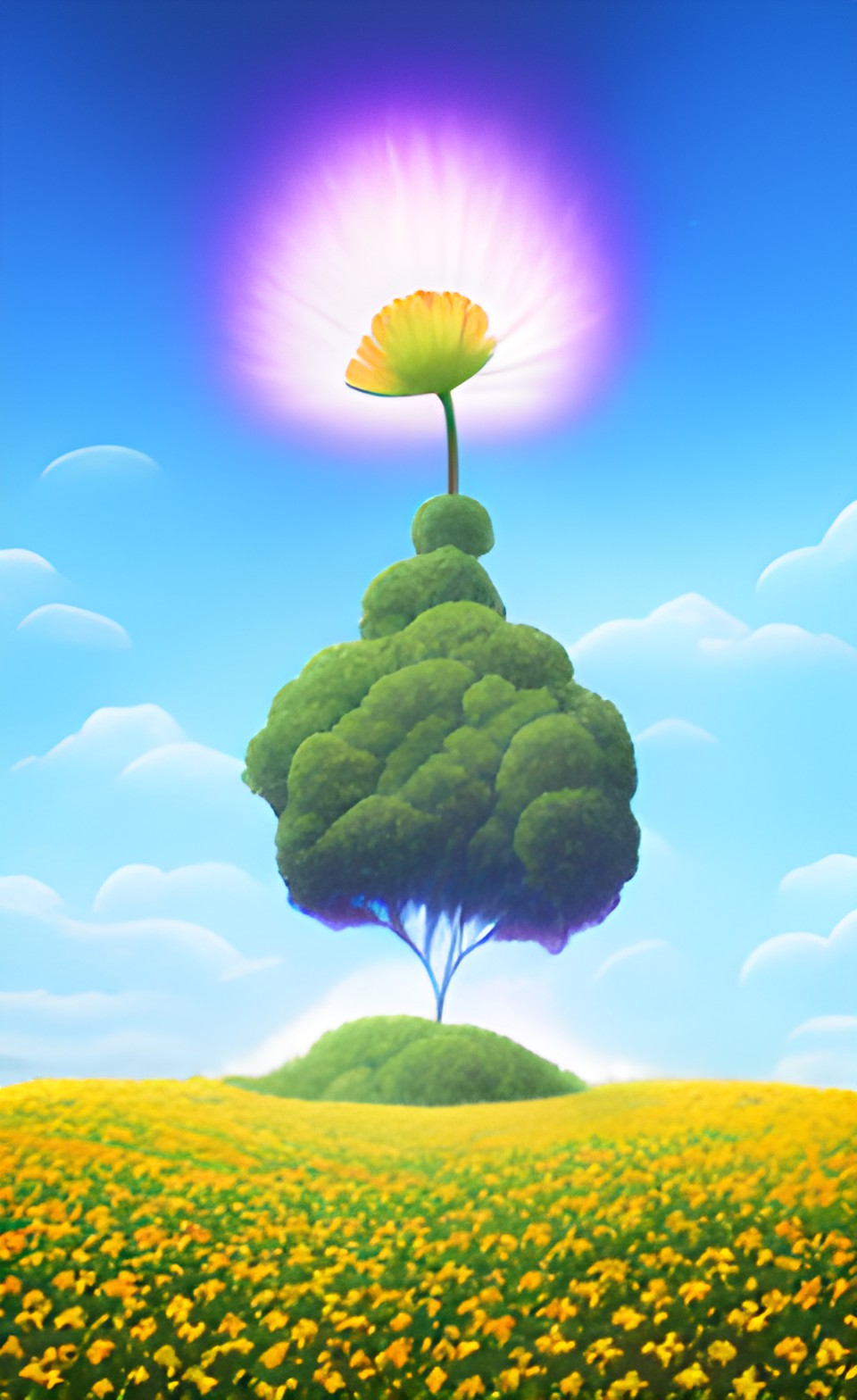 one giant flower in a magical landscape preview