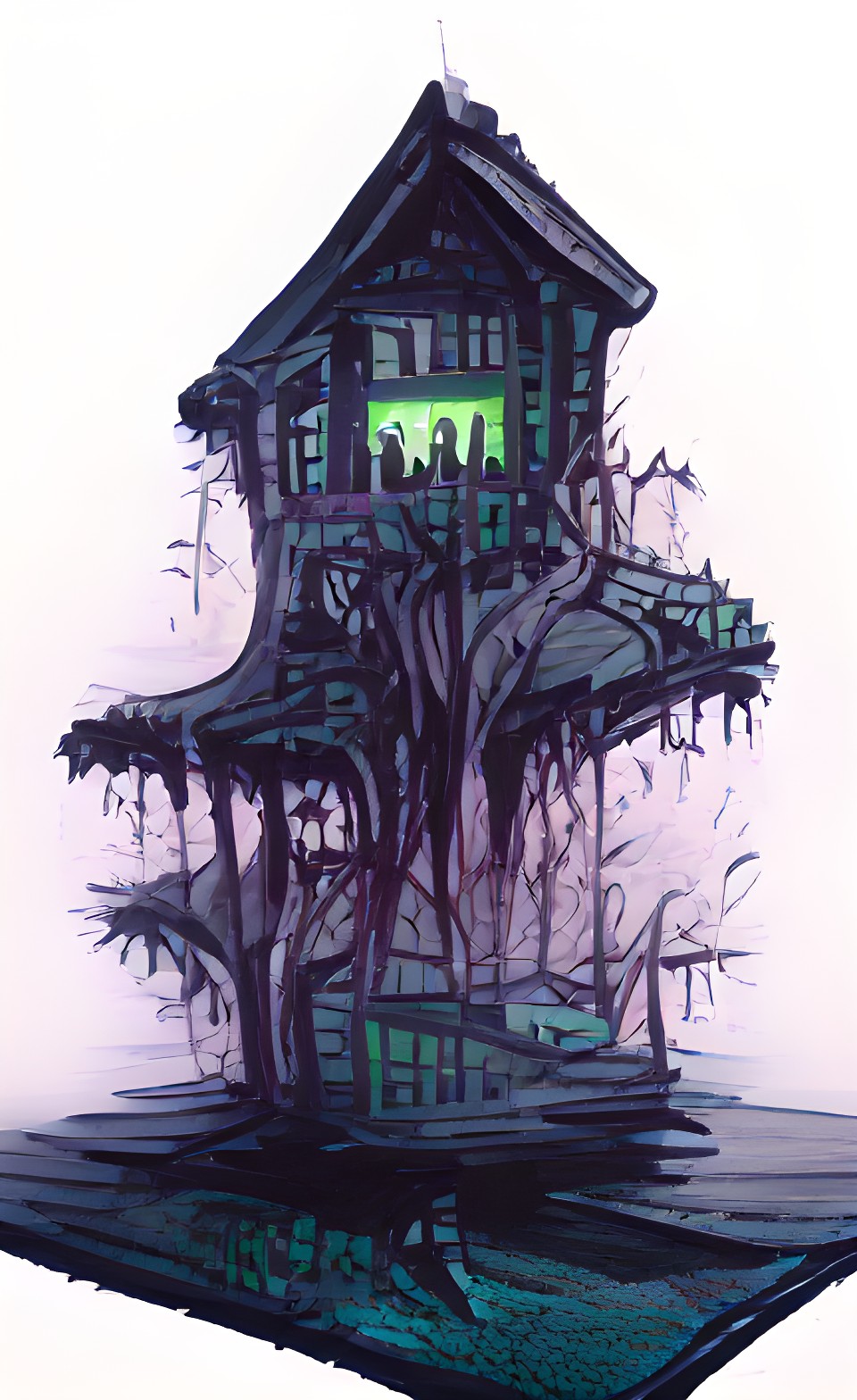 haunted house in the swamp with trees in the background preview