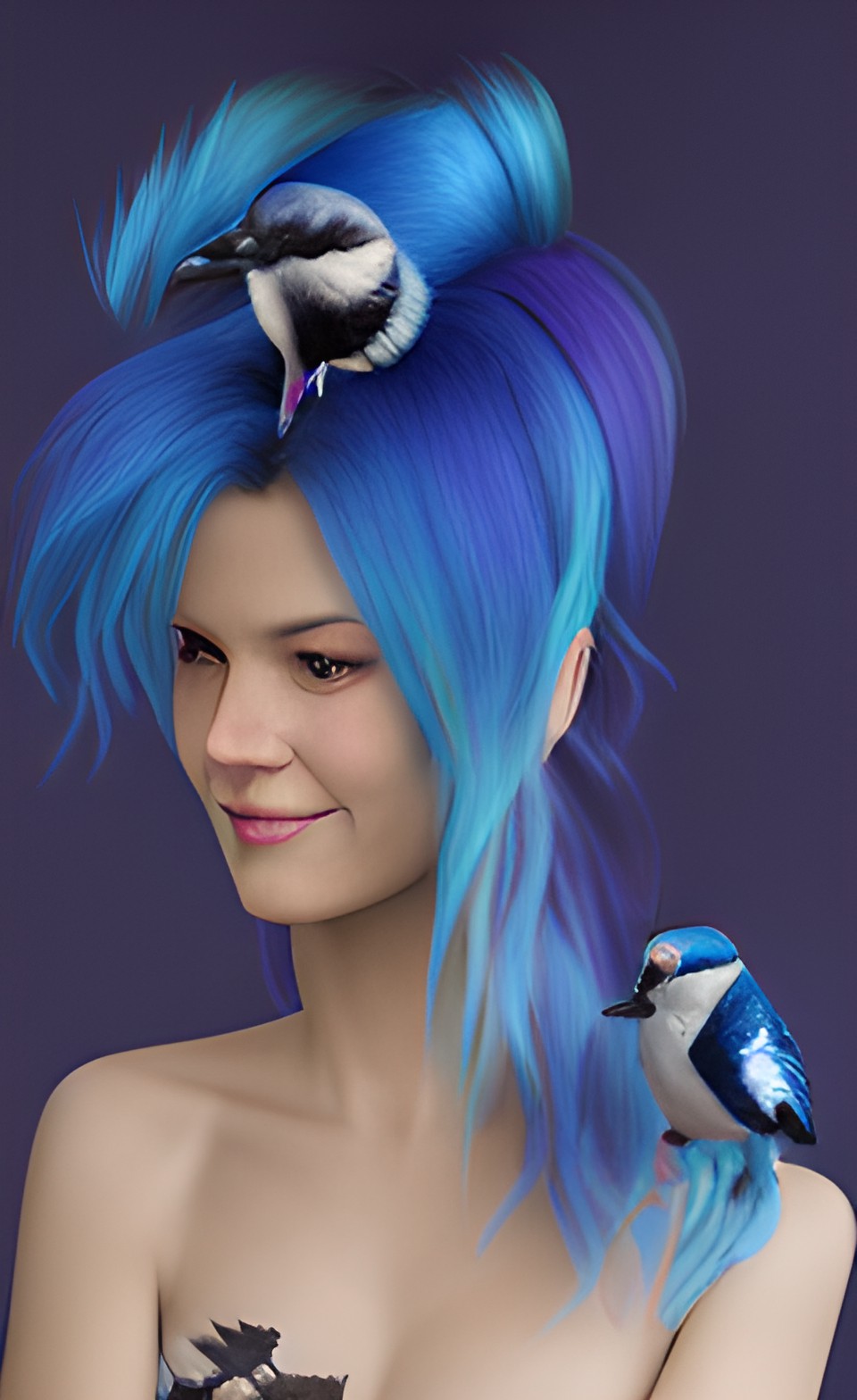 woman with blue jay hair preview