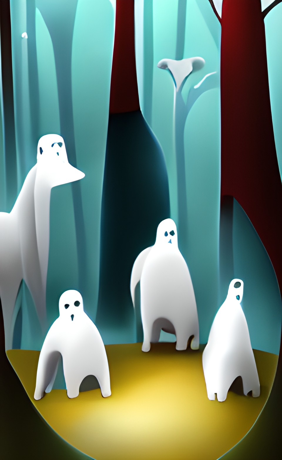 cute woodland animals and ghosts preview