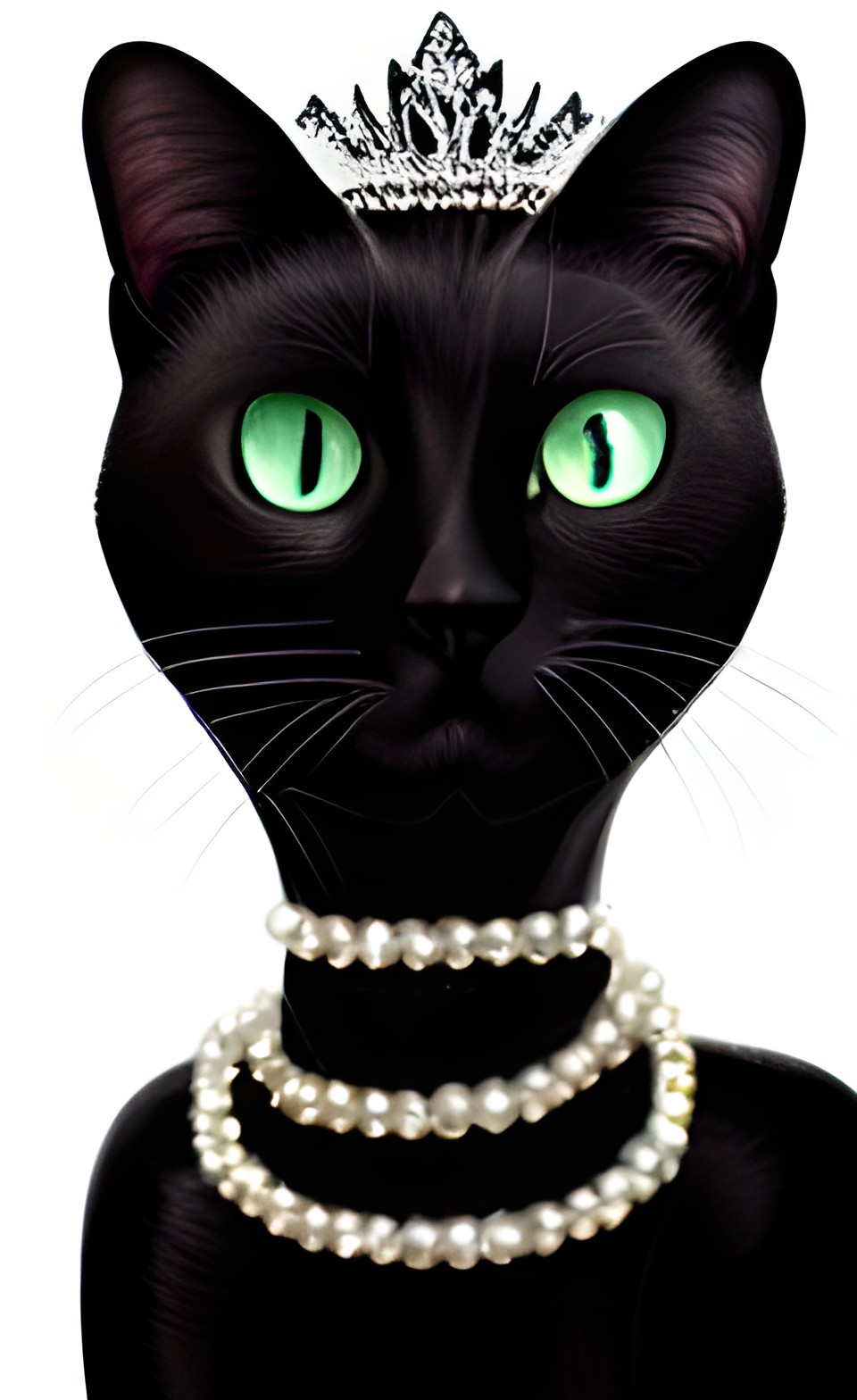 black cat wearing pearl collar and tiara preview