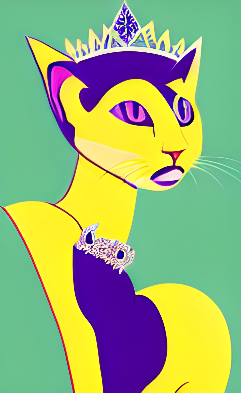 cat wearing pearl collar and tiara preview