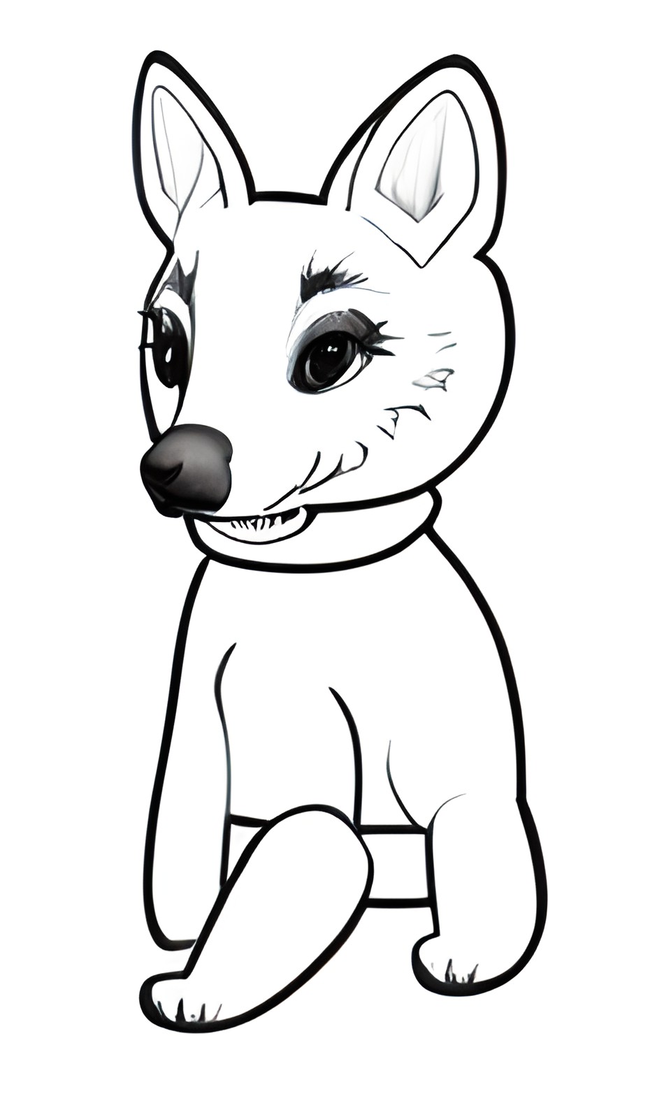 fox dog puffy cute line-art preview