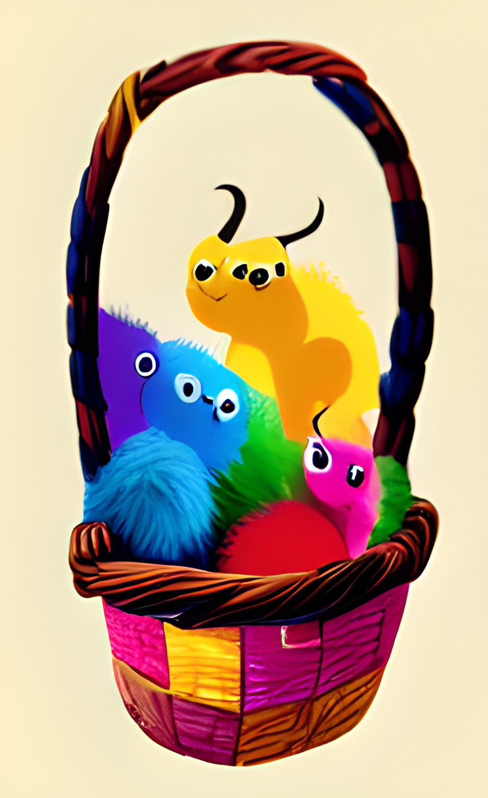 several tiny fluffy creatures in a basket preview