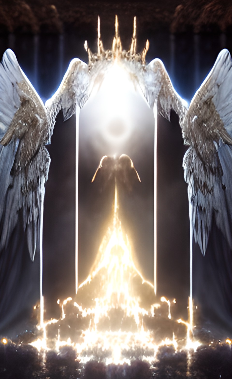 throne in heaven, brilliant light, surrounded by angels and living creatures and saints, god on the throne preview