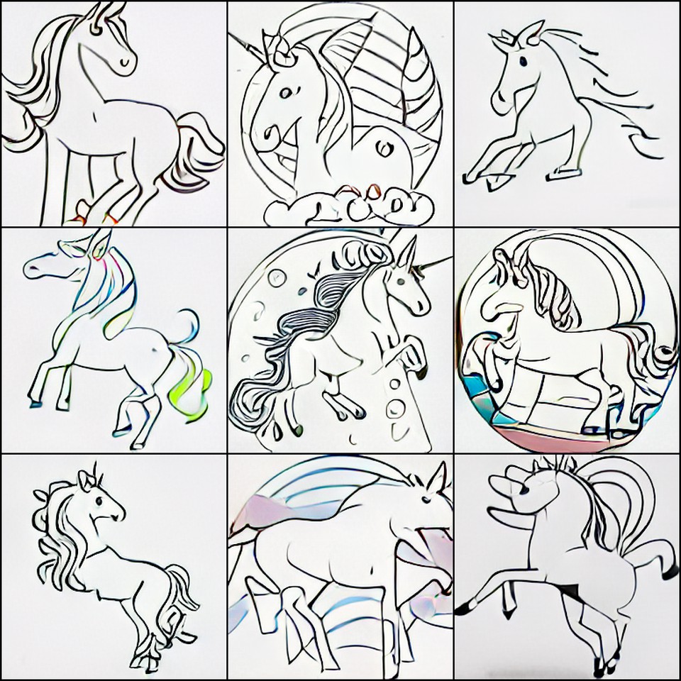 majestic powerful kind unicorn simple line art preview