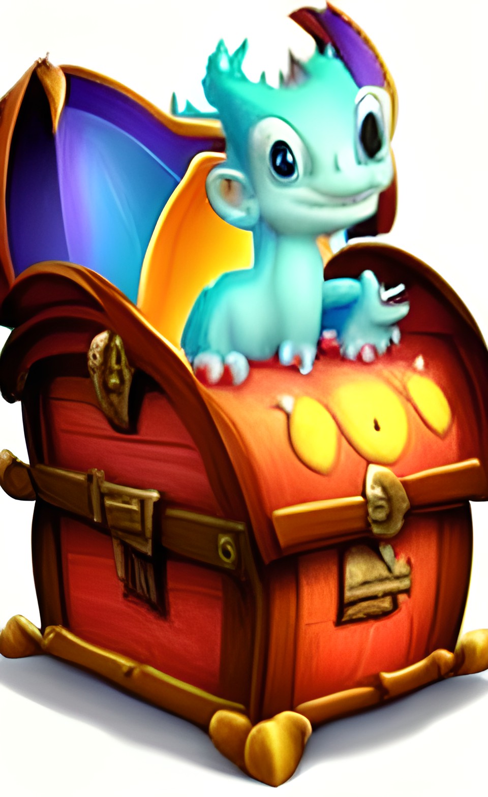 a baby dragon inside a treasure chest preview