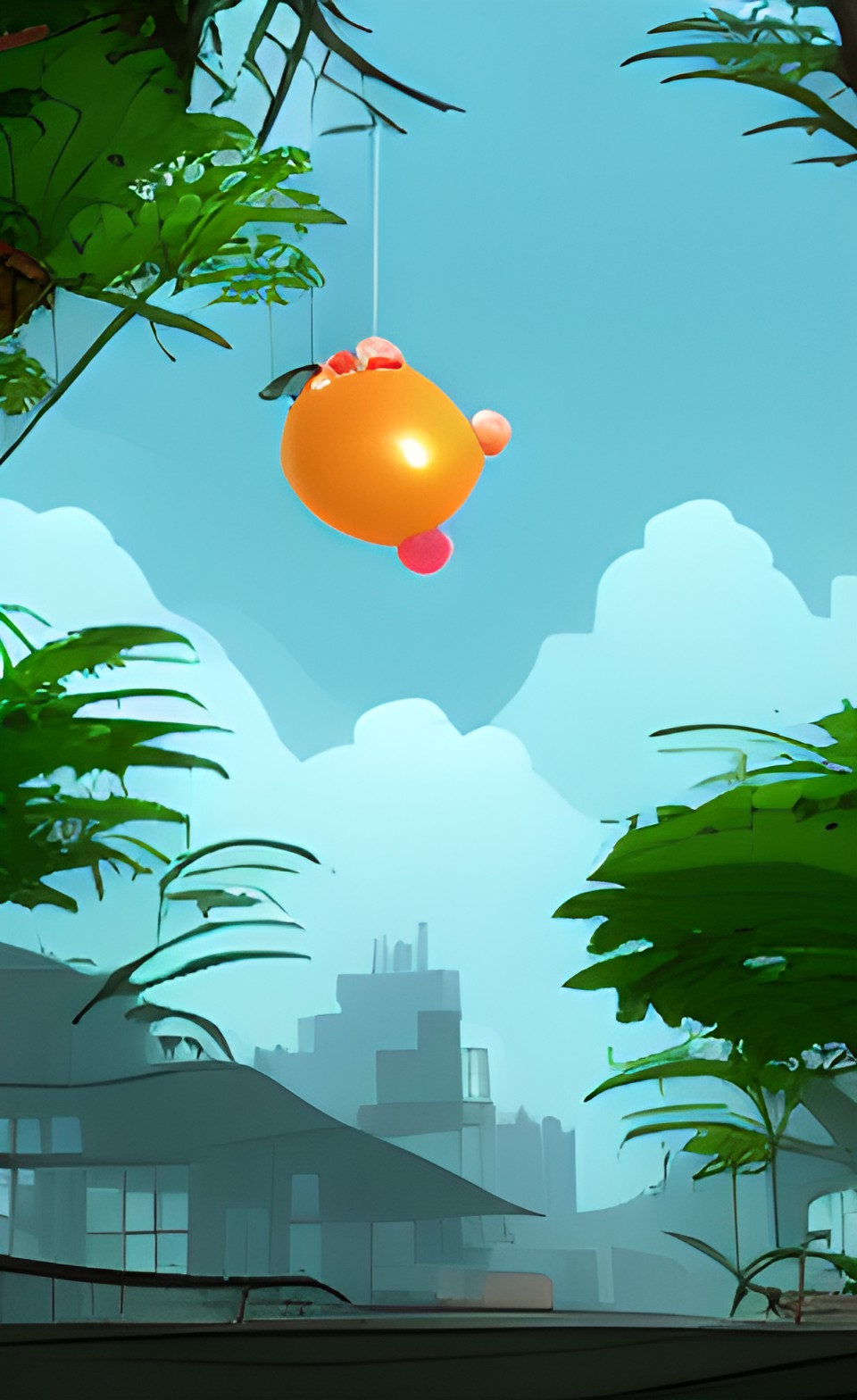 a dirigible floats over an overgrown jungle city preview