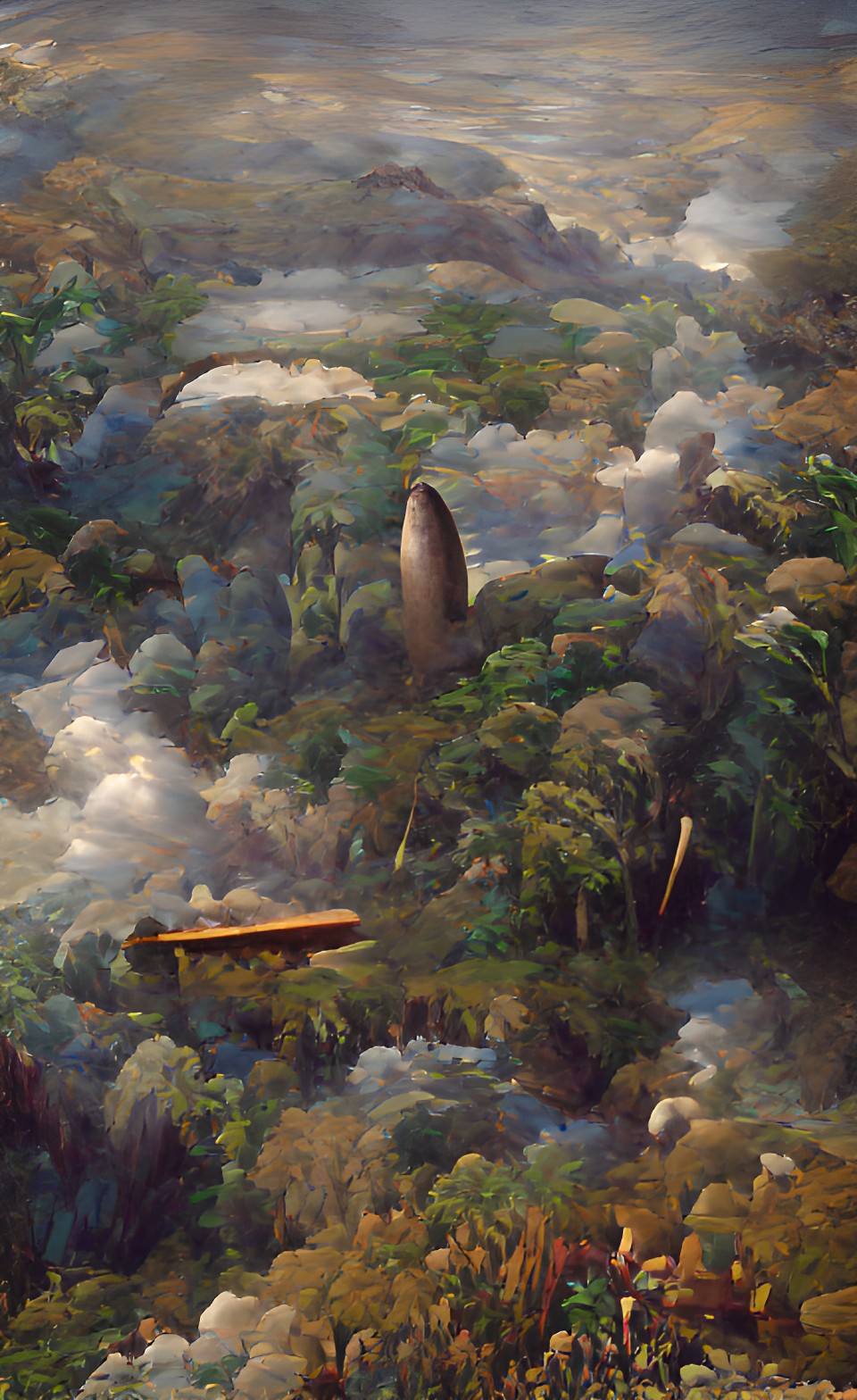 a dirigible floats over an overgrown jungle city preview