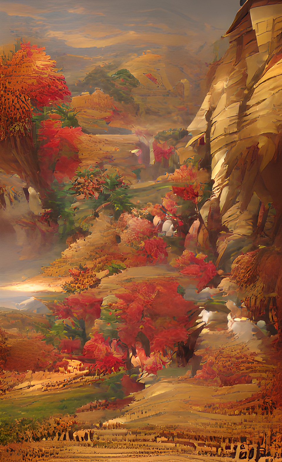 valley hills autumn illustration preview