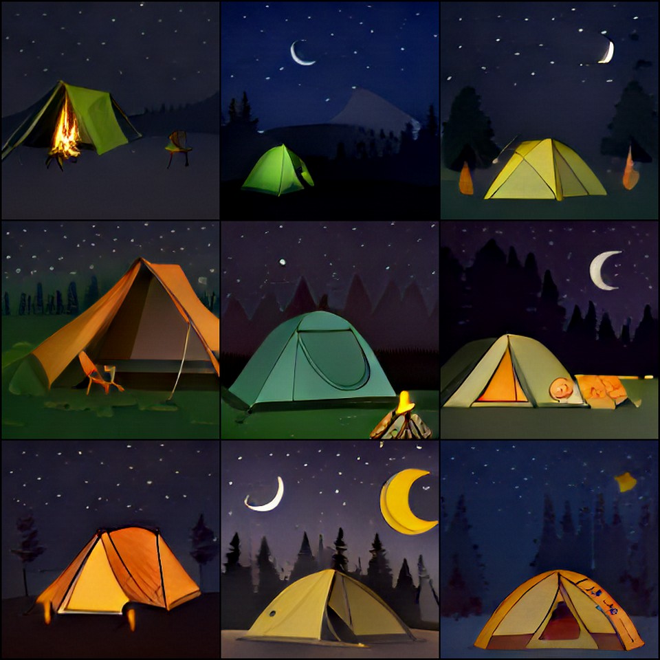 tent, campfire, woods, stars moon preview