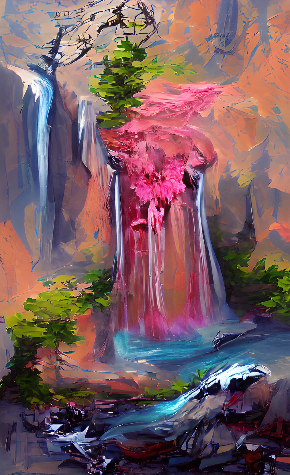 waterfall and the melted tree of love preview