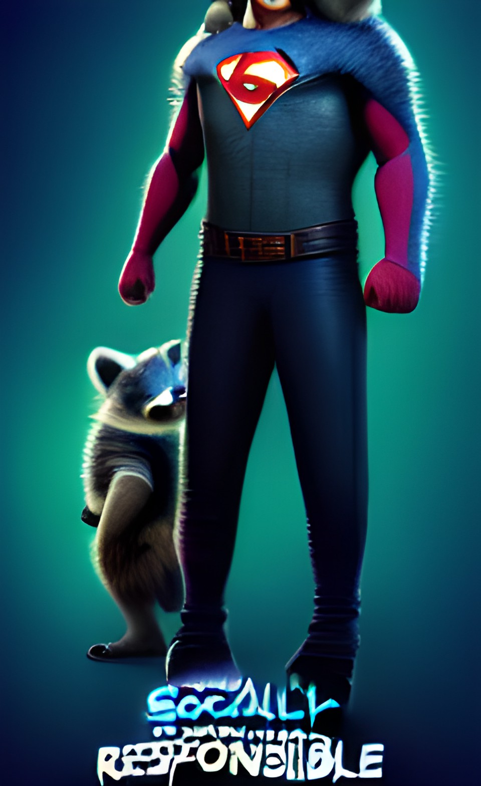 socially responsible raccoon superhero movie poster preview