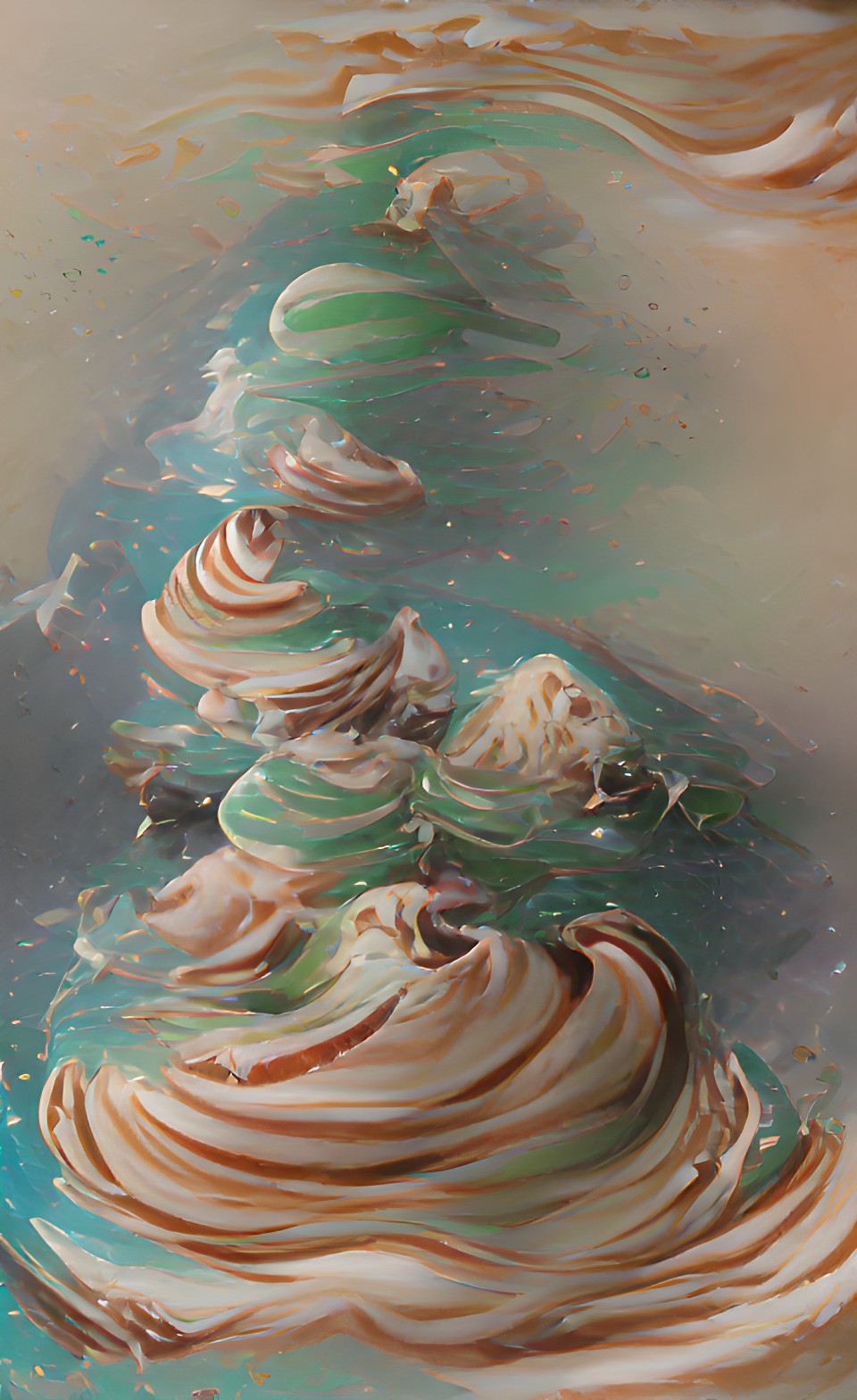 mint ice cream ocean with melted caramel ripples preview