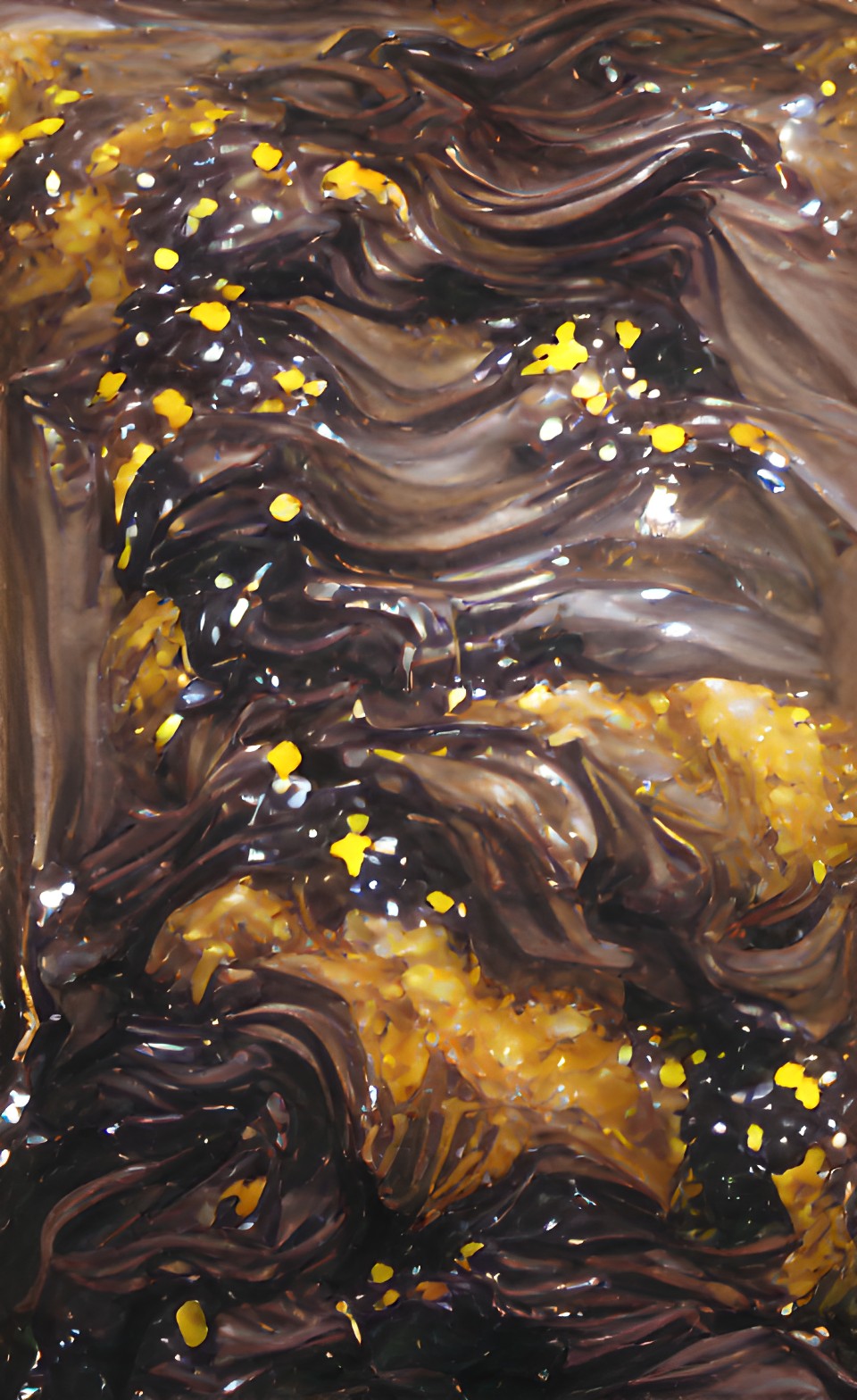 dark chocolate galaxy mountain with golden sparkles preview