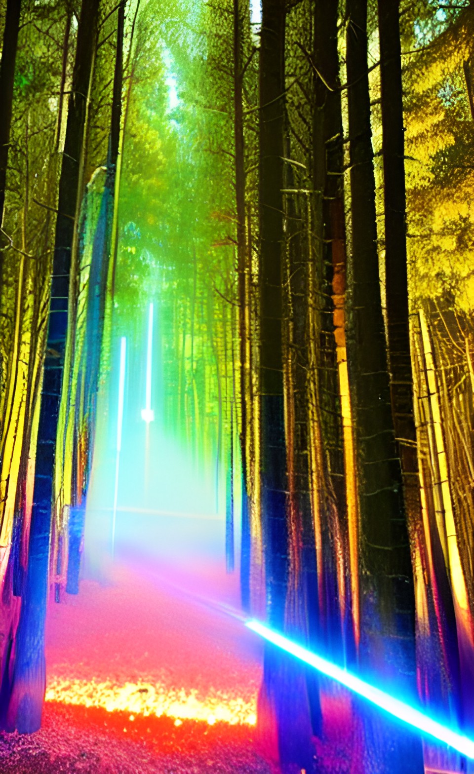 the laser wind forest with magical lasers burning preview