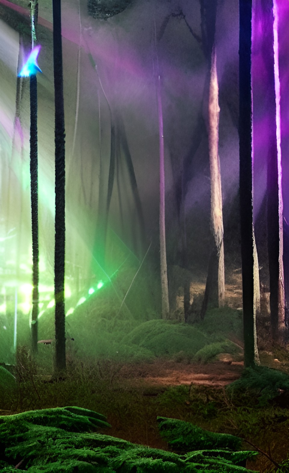 the razor-wind forest with magical lasers burning preview