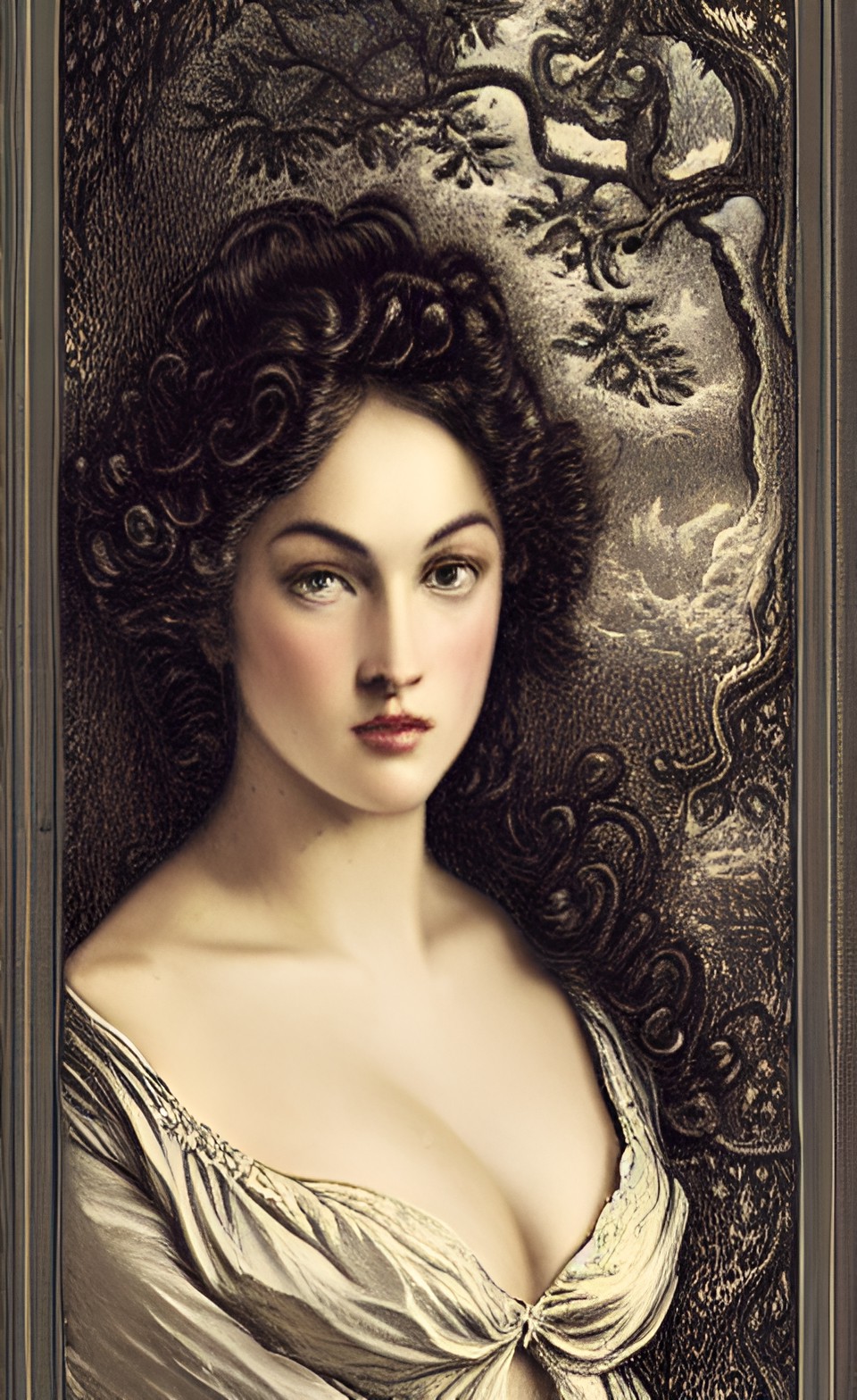 rococo style portrait of megan fox by gustave dore preview