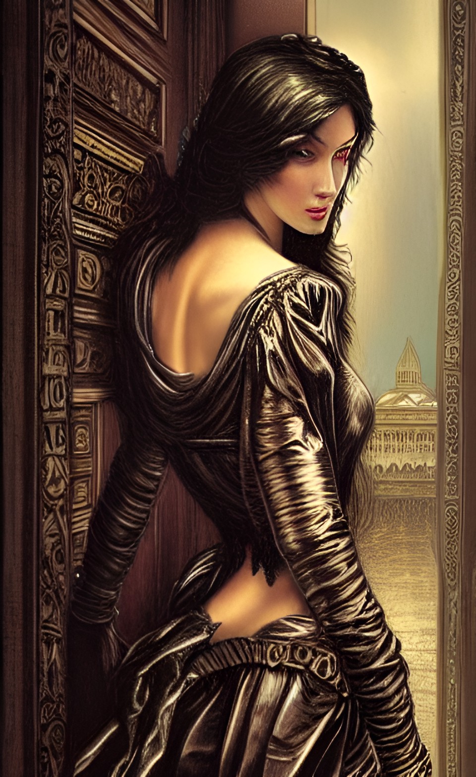 rococo style cyberpunk portrait of megan fox by gustave dore preview