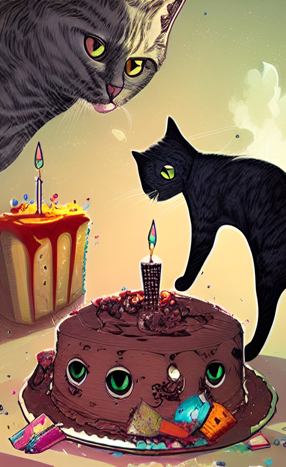 cat destroys birthday cake preview