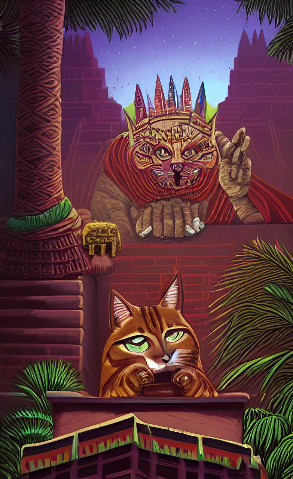 aztec cat destroying temple birthday cake preview