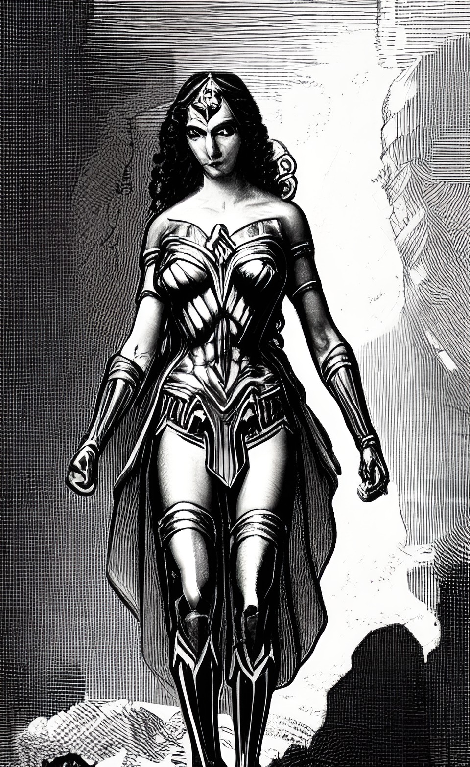 renaissance style cyberpunk portrait of wonder woman, by gustave dore preview