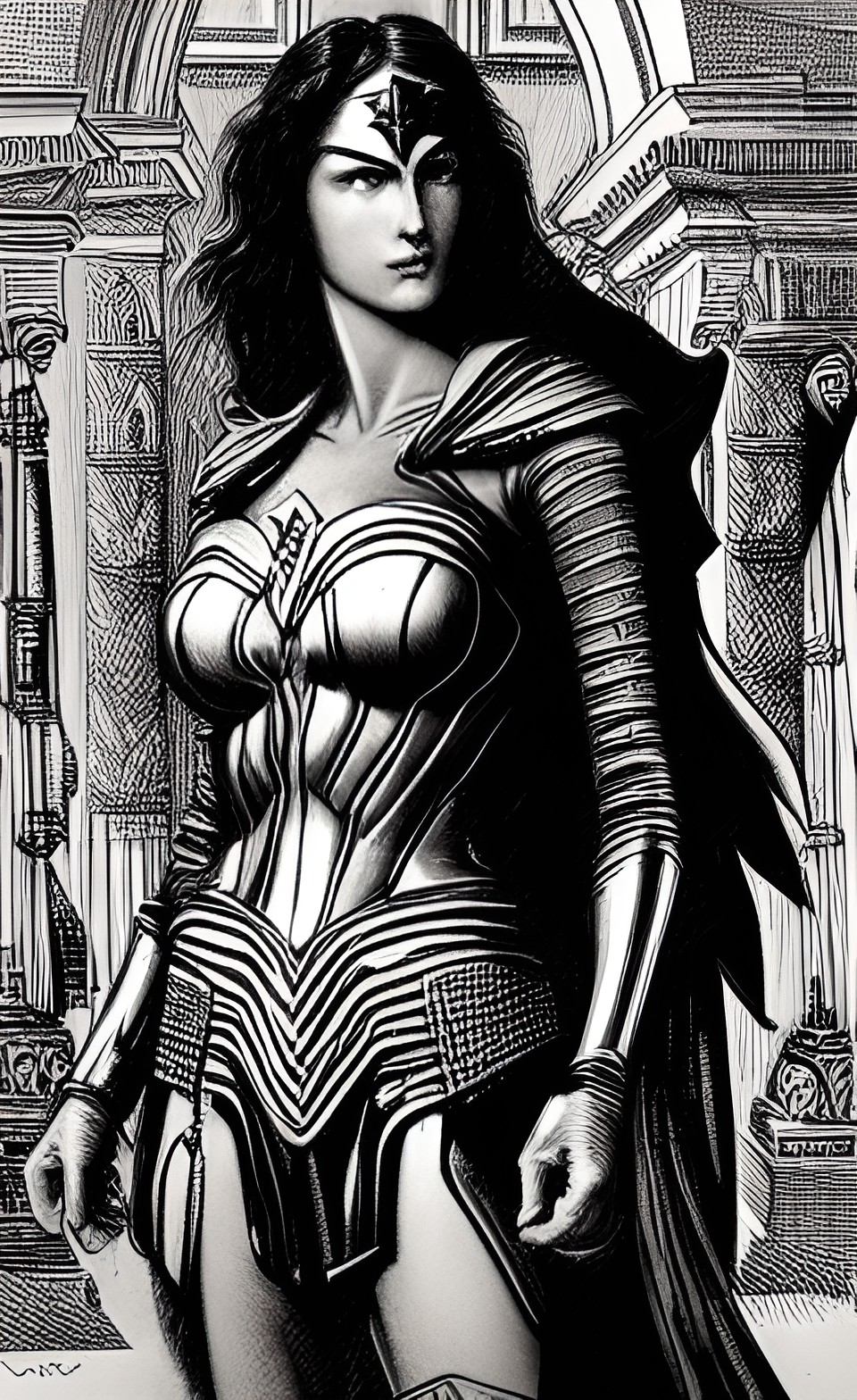 renaissance style cyberpunk portrait of wonder woman, by gustave dore preview