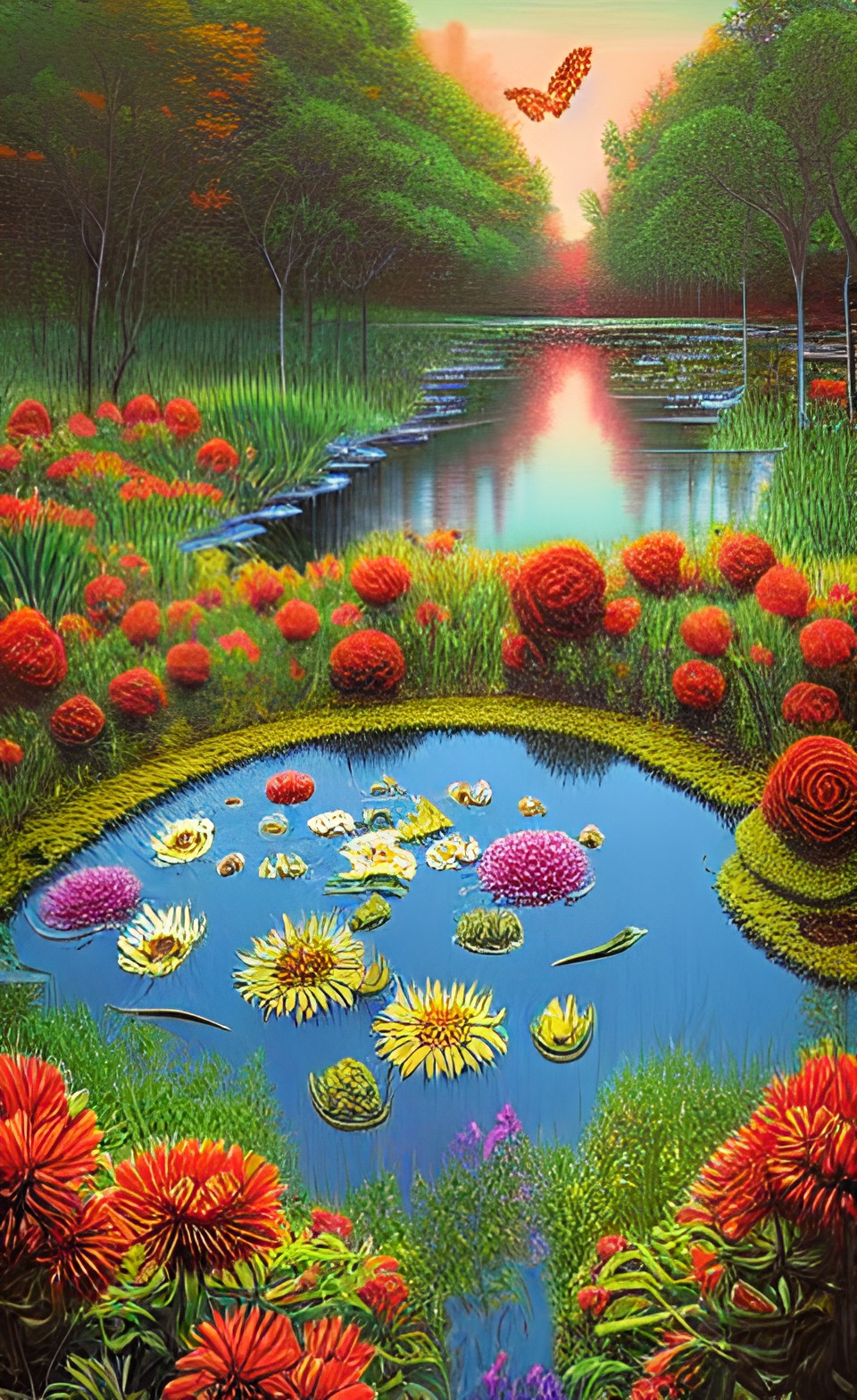 🌹🌻🥀pond overflowing with floating flowers🥀🌻🌹 preview