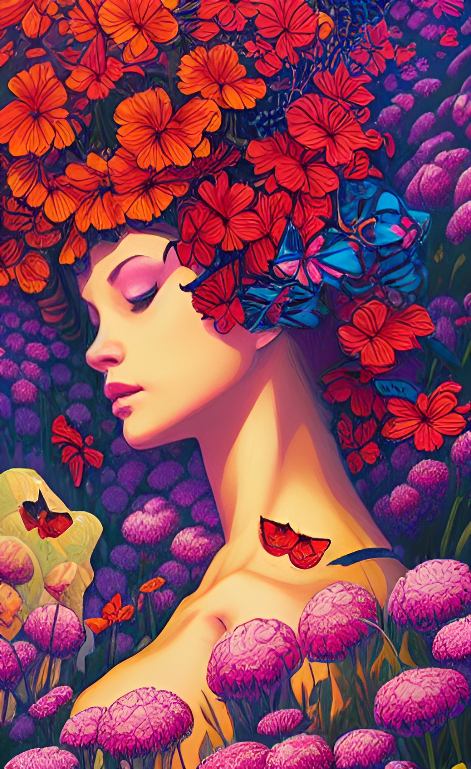 🦋🌺lady lying in flowers🌺 🦋 preview