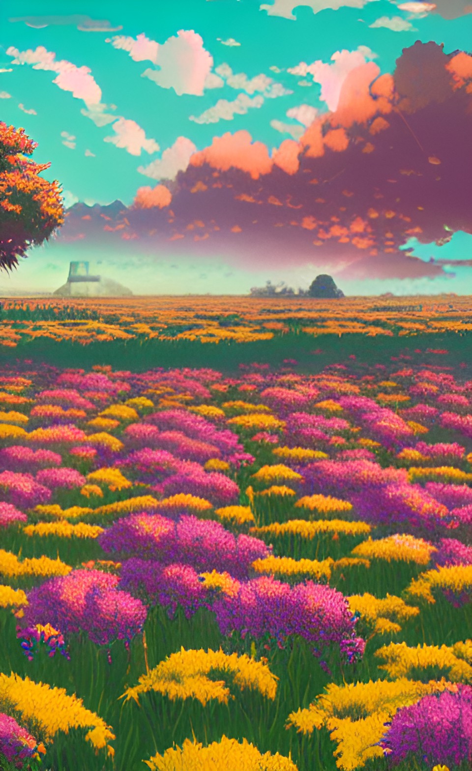 field of flowers,anime style background, preview