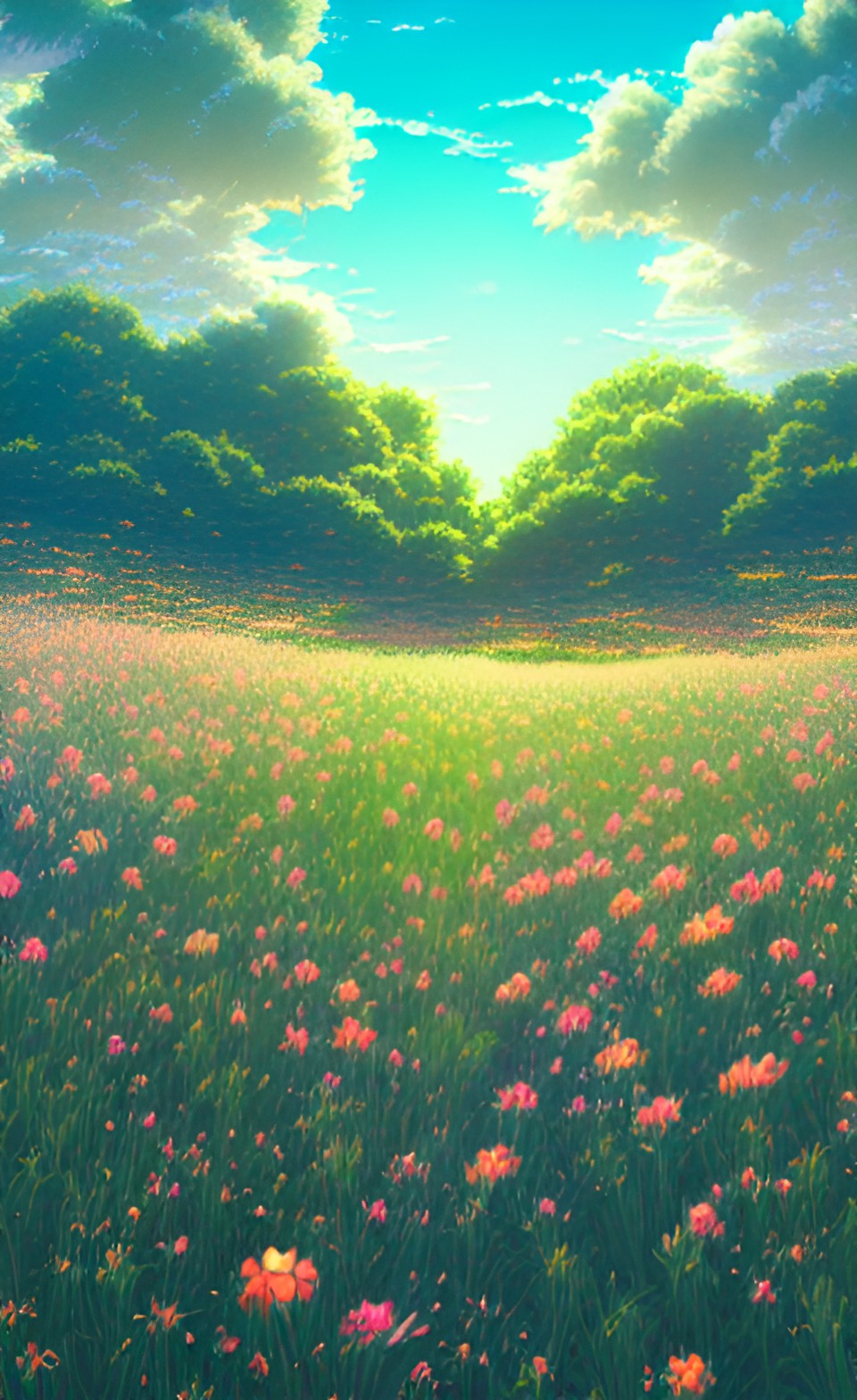 field of flowers,anime style background, preview