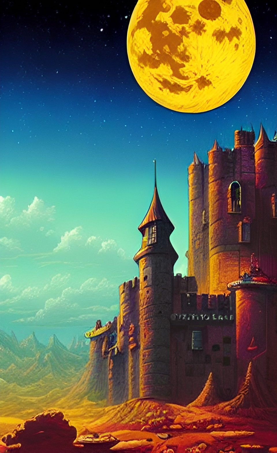 castle on the moon,gibli style background, preview