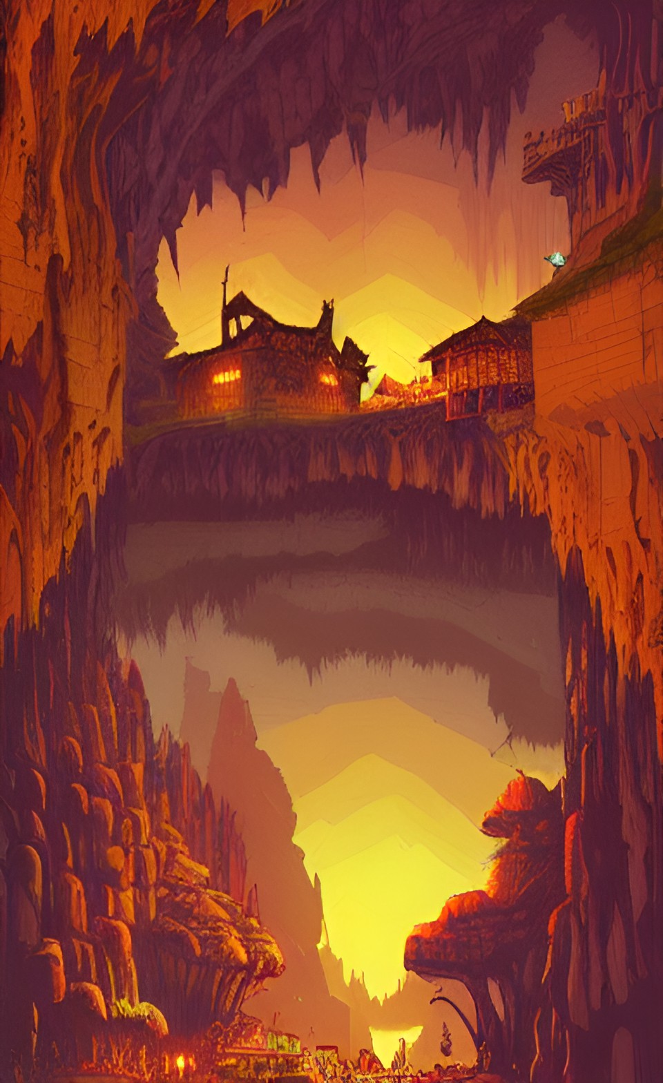 kingdom village in a cave cavern preview