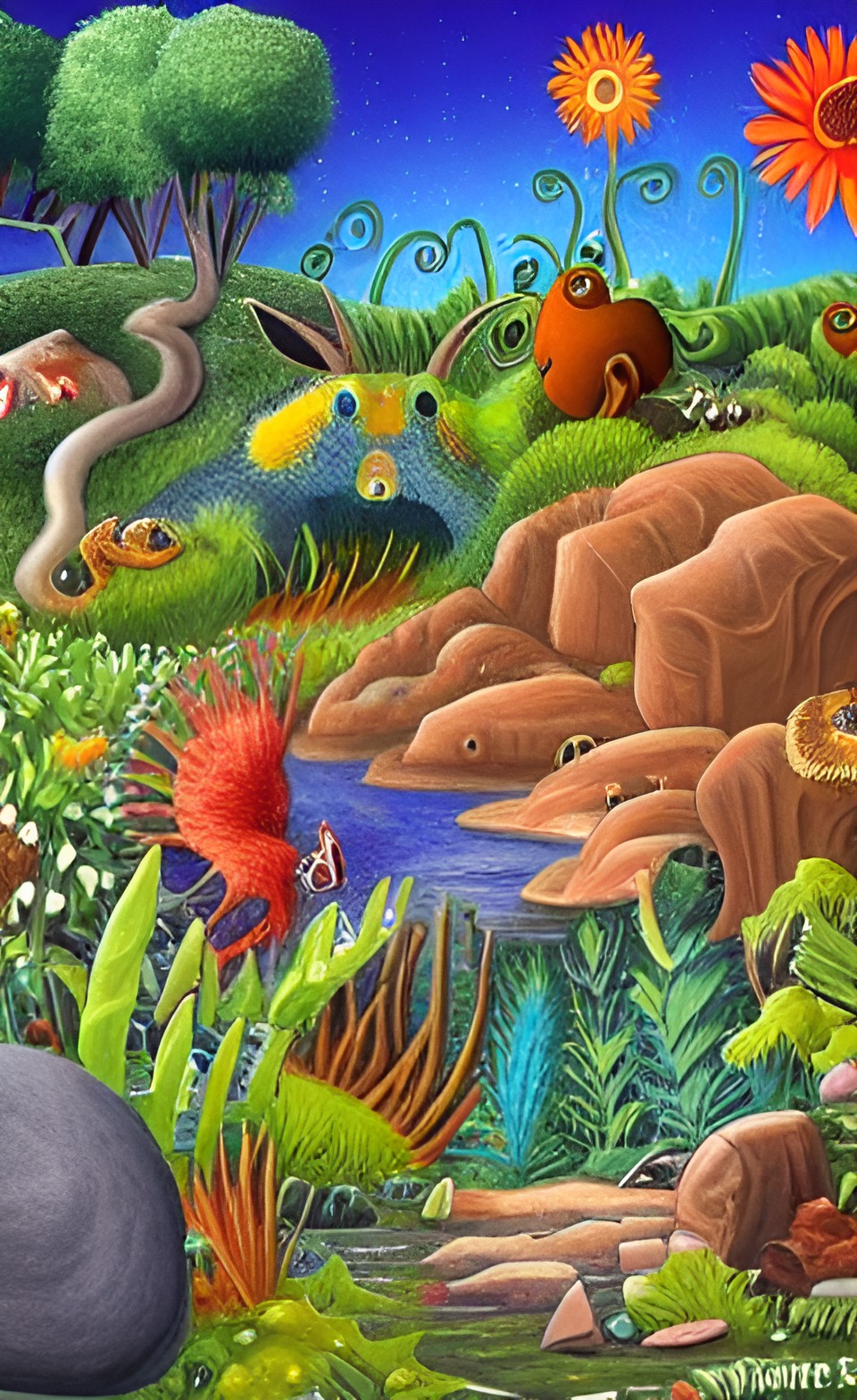 wild natural landscape with lots of hidden sneaky little creatures preview