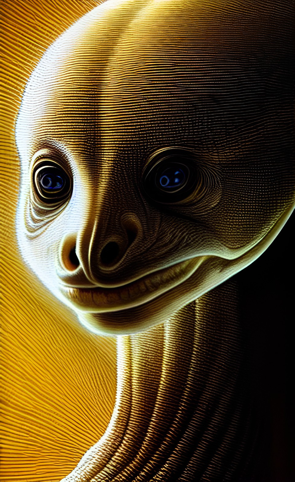 hyper-realistic alien, albino alien meerkat catfish portrait, backlight, accent lighting tone mapping, giger, karol bak preview