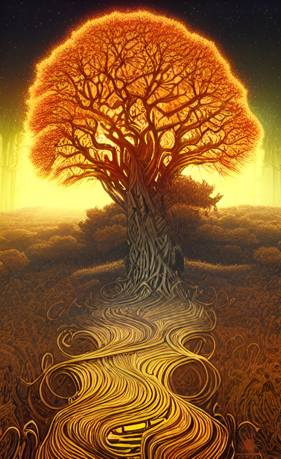 golden tree illustration preview