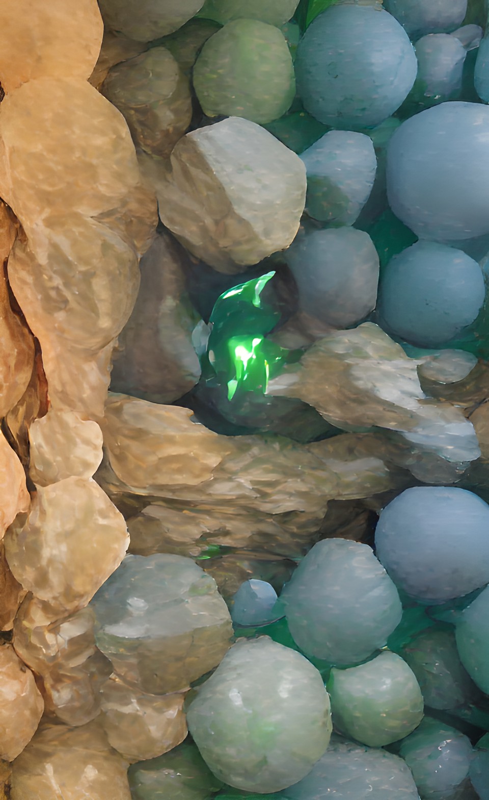 green gemstone surrounding a animal in a cave preview