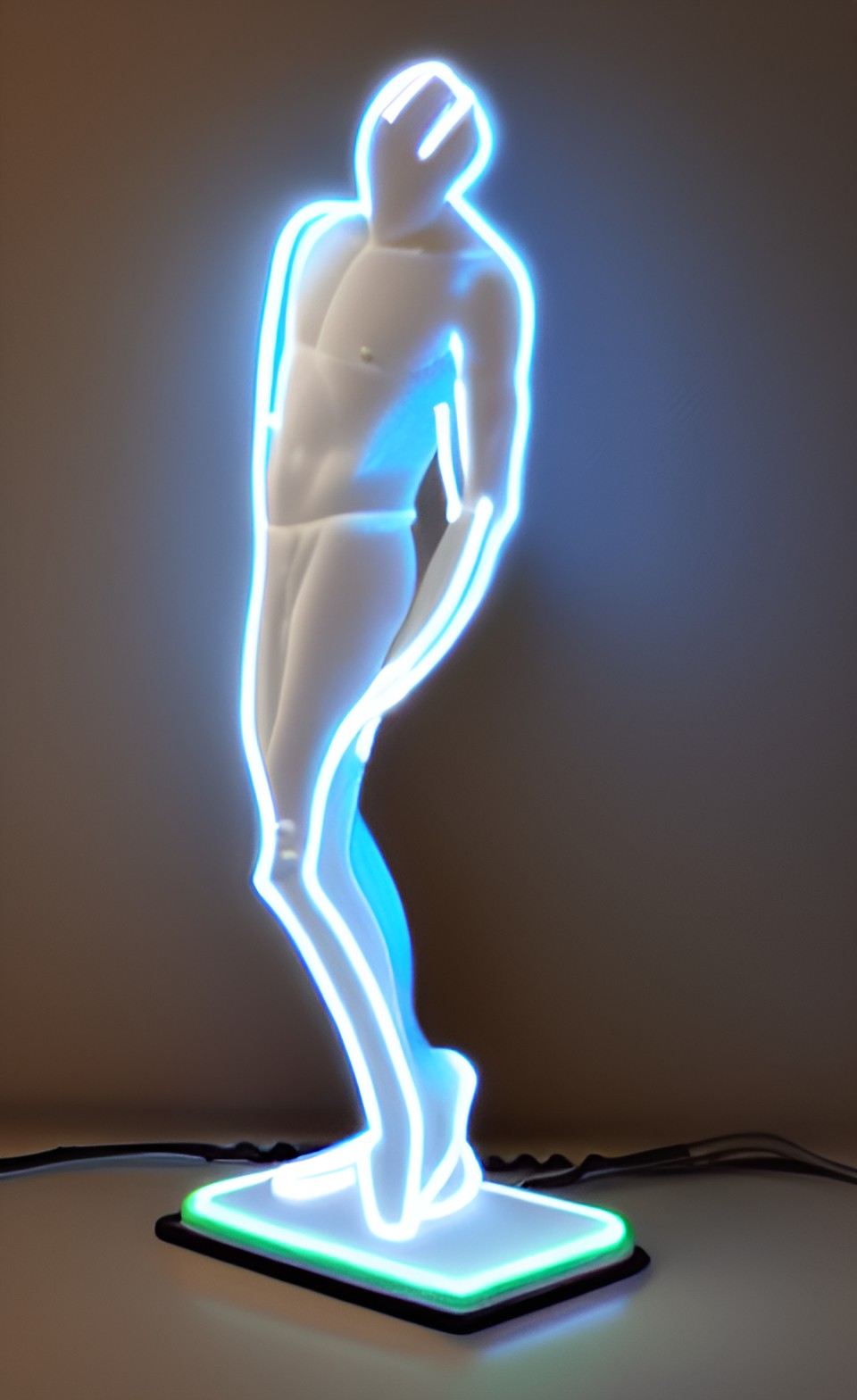 david statue with headphones, neon led strips preview